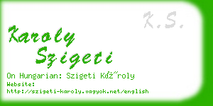 karoly szigeti business card